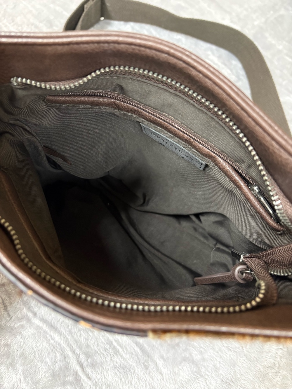 Brown Haircalf Crossbody with Tooled Leather with Conceal Weapon Pocket - Picture 3 of 7